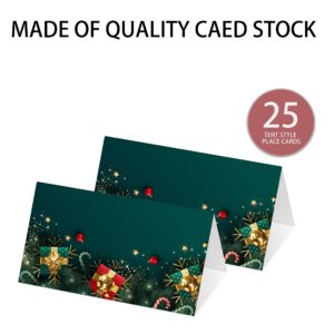 Place Cards for Christmas Party, Editable Name Place Cards, Seating Place Cards for Tables, Tent Style Cards for Wedding, Dinner Party or Any Occasion, Easy Folding, Pack of 25 Escort Cards(A07)