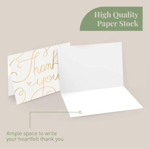 Rileys & Co Thank You Wedding Cards, Gold Foil, Classic Wedding Cards 50 Count, with Stickers & Envelopes | Bulk Thank You Cards with Envelopes | Wedding Thank You Cards Greenery and Gold