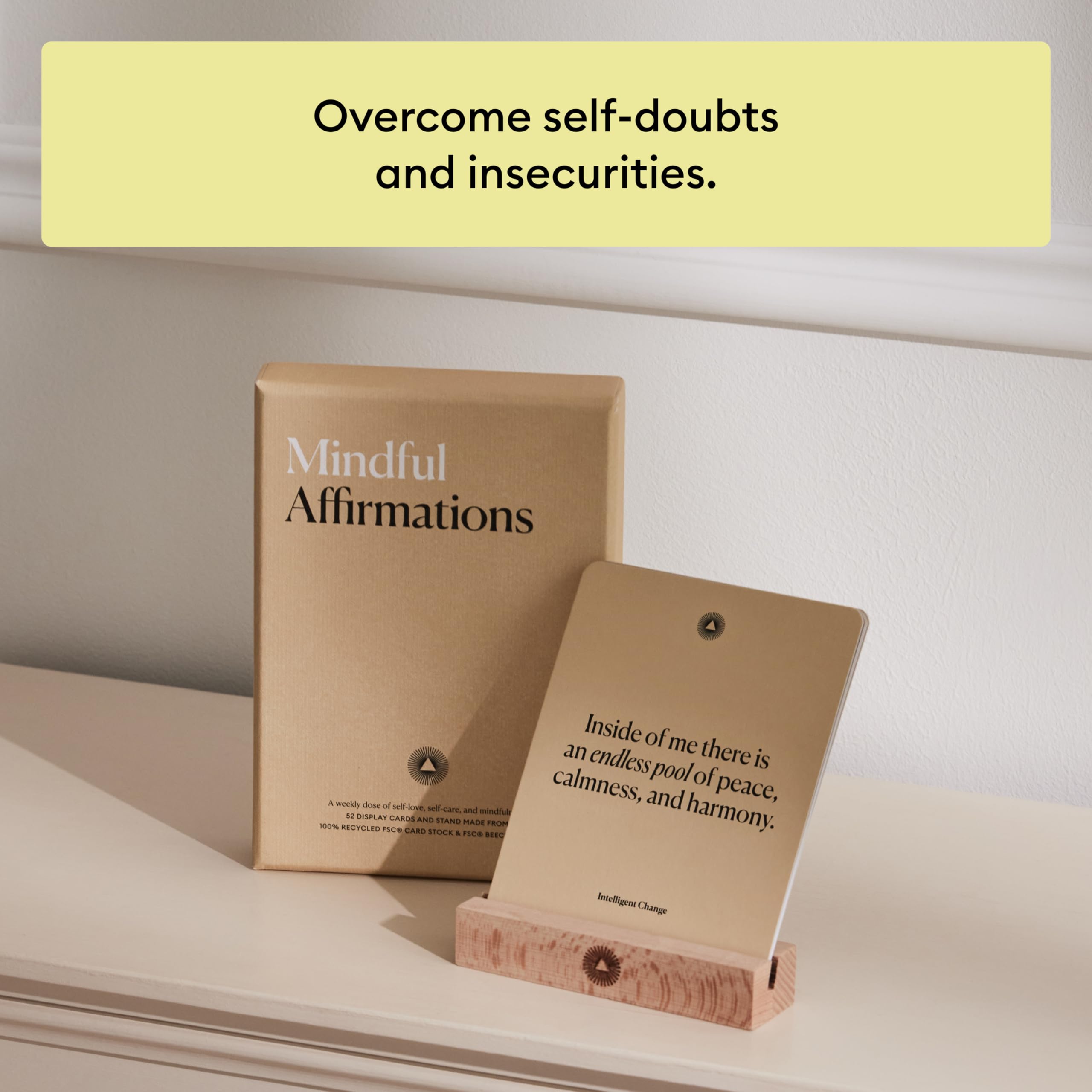 Intelligent Change Mindful Affirmations, 52 Positive Affirmation Cards for Women with Display Stand, Daily Affirmations for Inspiration, Mindfulness & Self Care, Unique Gifts for Women and Men