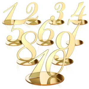 yalikop table numbers table numbers for wedding reception wedding gold wedding table numbers with holder elegant mirror table numbers for wedding party birthday anniversary event catering (gold)