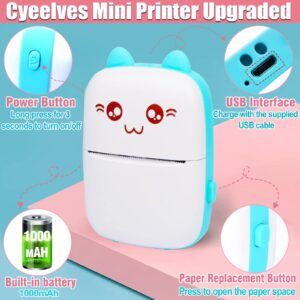 Mini Printer Portable, Mini Thermal Printer, Mini Pocket Printer with 6 Rolls Paper, Mini Photo Printer, Wireless Bluetooth Smart Phone Inkless Printers, for Travel Picture Sticker Receipt Label Notes