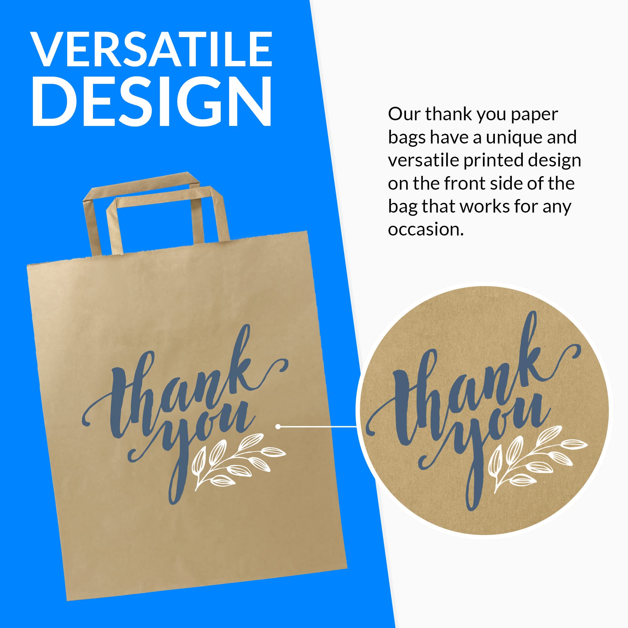 Reli. Brown Paper Bags w/Handles | 100 Pcs Bulk | 10"x6.75"x12" | Paper Thank You Bags | Printed Kraft Paper Bags, Shopping Bags, to Go Bags, Thank You Gift Bags, Wedding |25% Larger Than 10"x 5"x13"