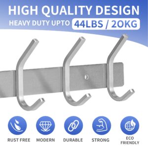 GlazieVault Coat Rack Wall Mount - Stainless Steel Coat Rack (2 Pack) - Heavy Duty Coat Hooks Wall Mounted - Coat Hanger for Hat Towel Robes Jacket Clothes for Bathroom Entryway (Silver J)…