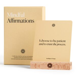 intelligent change mindful affirmations, 52 positive affirmation cards for women with display stand, daily affirmations for inspiration, mindfulness & self care, unique gifts for women and men