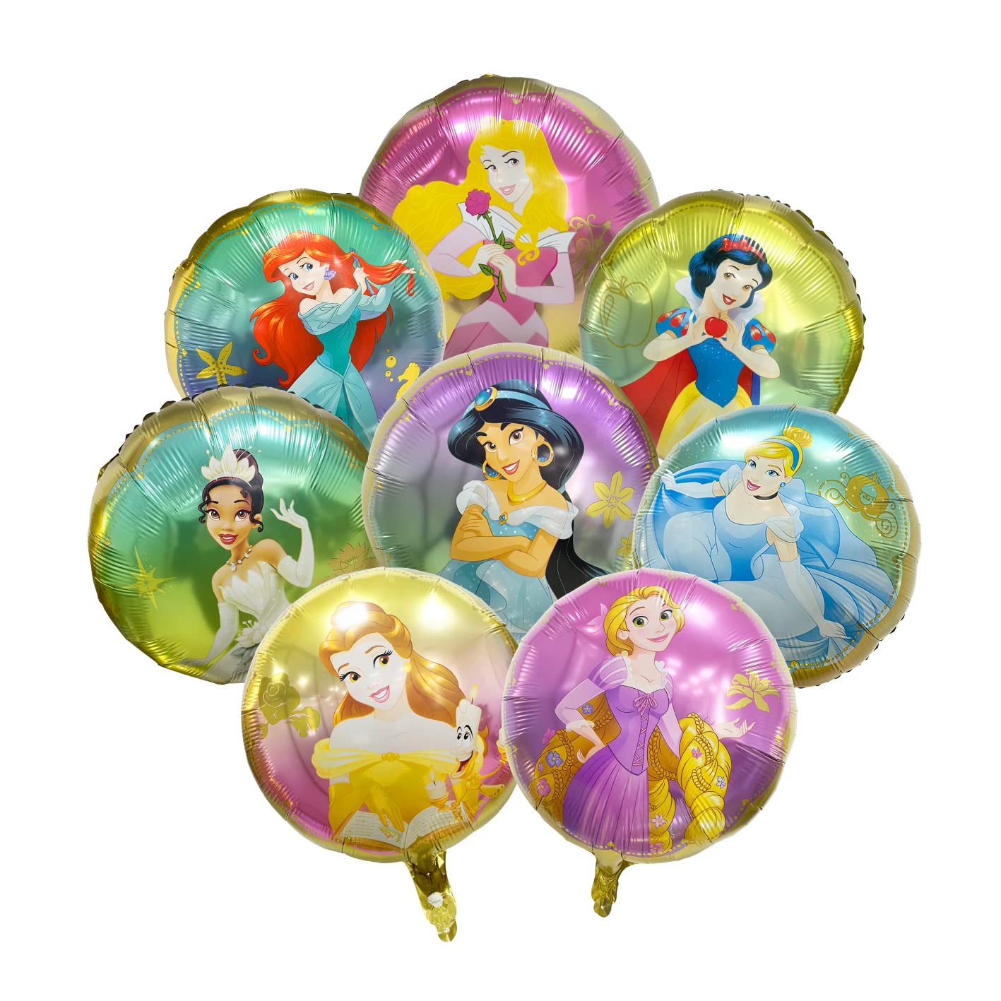 8 pcs Princess Balloons Foil Decorations Girls' Birthday Party Baby Shower Princess Themed Party Decoration Supplies Small People Princess Ballons Set