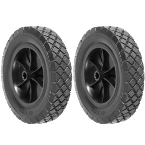 mukchap 2 pack 8 inch solid rubber wheels, hand truck wheel replacement rubber tire, replacement tire with 1/2 bore offset axle for cart, trolley