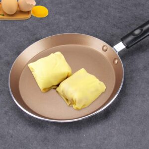 Pancake Griddle, 8in Crepe Pan Tortilla Pan Flat Frying Pan Pancakes Pan for Omelets and Kitchen Induction Cooker (Gold)