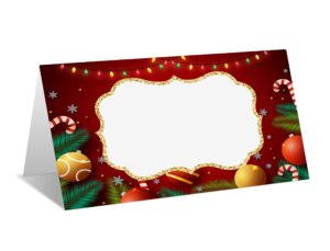 place cards for christmas party, editable name place cards, seating place cards for tables, tent style cards for wedding, dinner party or any occasion, easy folding, pack of 25 escort cards(a11)