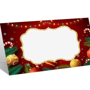 Place Cards for Christmas Party, Editable Name Place Cards, Seating Place Cards for Tables, Tent Style Cards for Wedding, Dinner Party or Any Occasion, Easy Folding, Pack of 25 Escort Cards(A11)