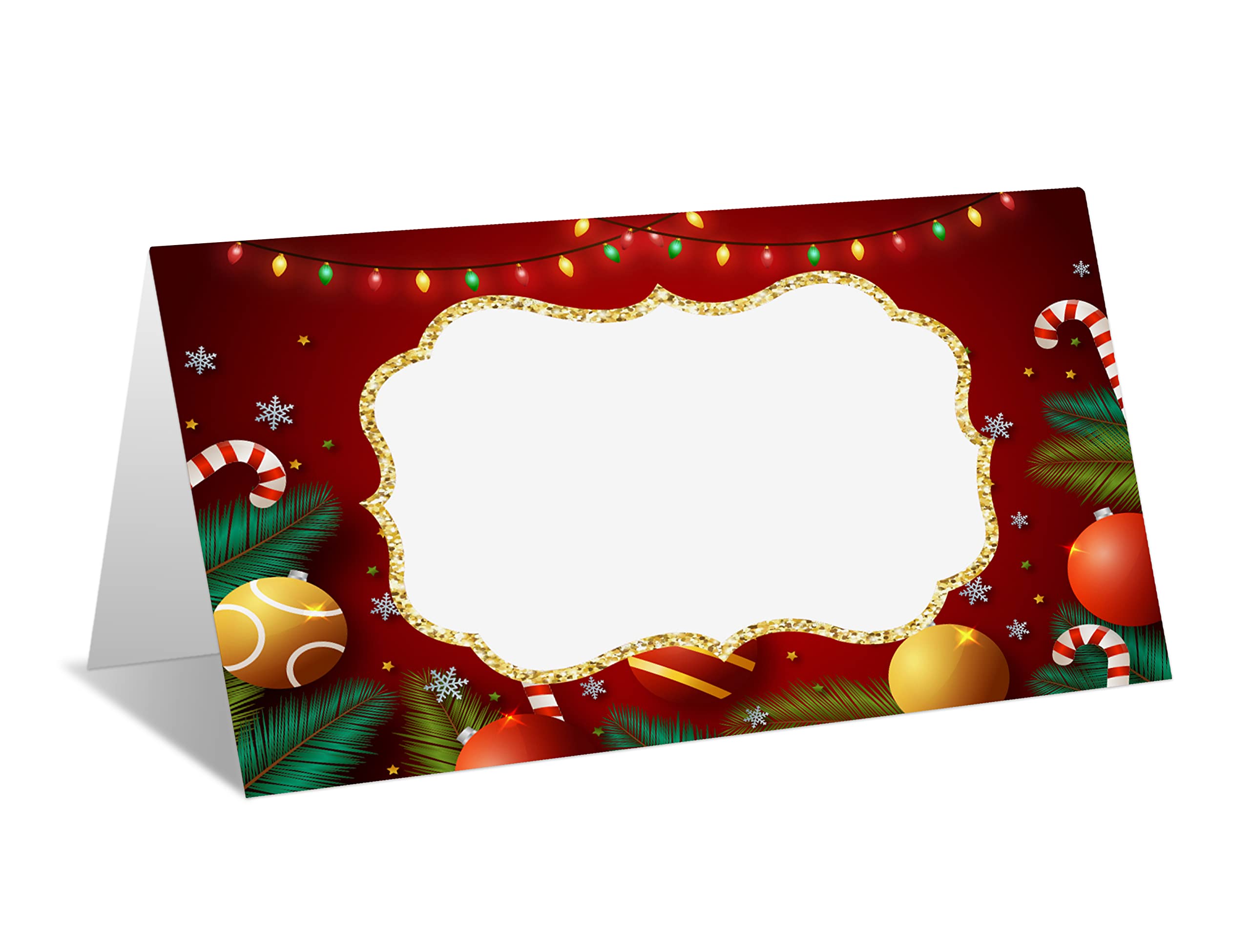 Place Cards for Christmas Party, Editable Name Place Cards, Seating Place Cards for Tables, Tent Style Cards for Wedding, Dinner Party or Any Occasion, Easy Folding, Pack of 25 Escort Cards(A11)