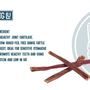 Big Lu - Jerky Gullet Stick Dog Chews, Premium 100% Beef, All-Natural Dog Treats, Rich in Glucosamine and Chondroitin for Joint Health, 6-Inch Sticks (12 Sticks)