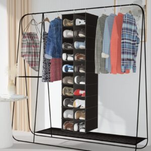 Libeder Hanging Shoe Organizer for Closet, Hanging Closet Organizers 20 Section Shoe Shelves, Space Saving Shoe Holder & Storage, Black, 12''W×12''Dx 50''H