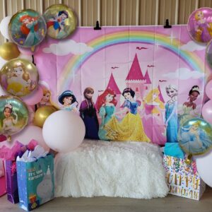 8 pcs Princess Balloons Foil Decorations Girls' Birthday Party Baby Shower Princess Themed Party Decoration Supplies Small People Princess Ballons Set