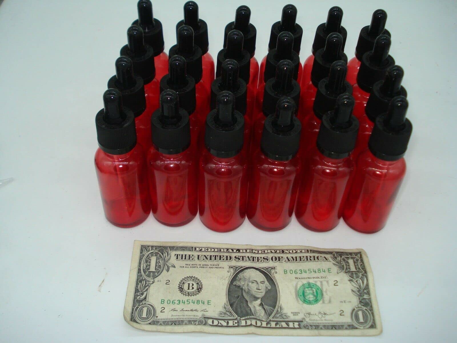 Rock Bottom Case of 24 Commercial Grade 1oz Red Glass Bottle Dropper 30ml With Cap