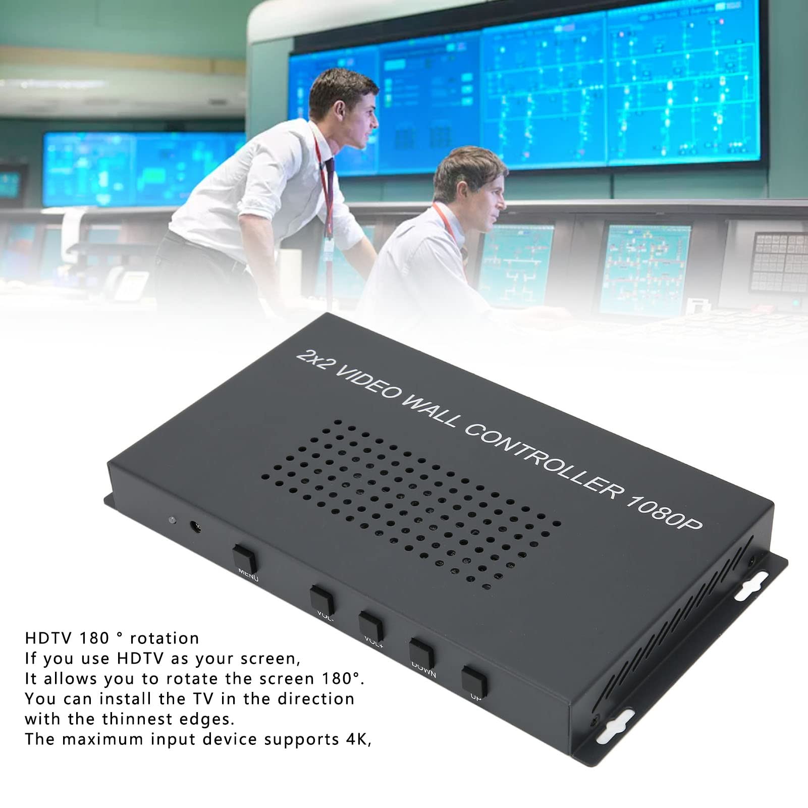 PUSOKEI LCD Video Wall Controller, 2X2 Video Image Processor, 1920x1080p 60HZ Screen Resolution, HDMI1.3 Input, 4 Output Support Splicing 2X1/3X1/4X1/1X2/1X3/1X4(US)