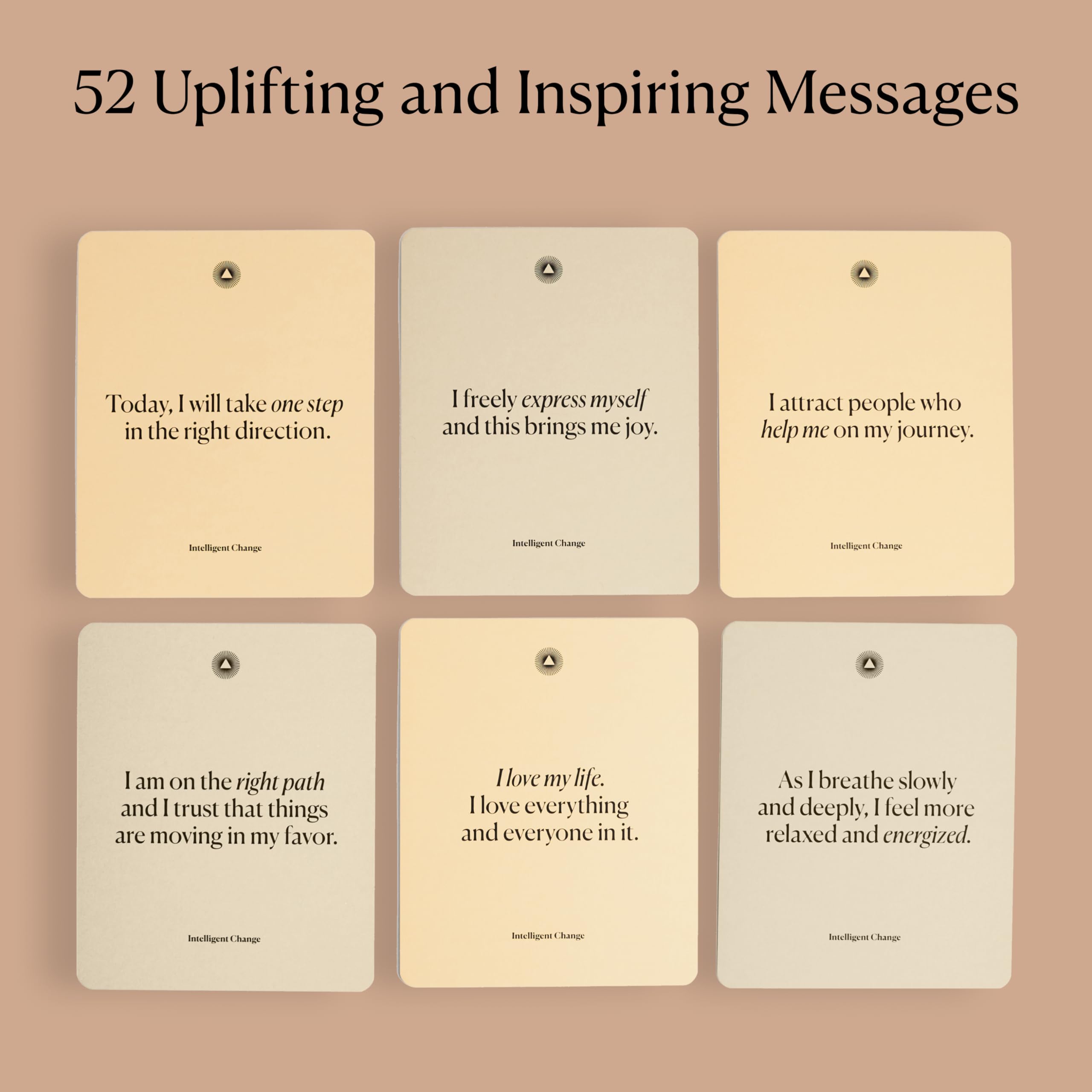 Intelligent Change Mindful Affirmations, 52 Positive Affirmation Cards for Women with Display Stand, Daily Affirmations for Inspiration, Mindfulness & Self Care, Unique Gifts for Women and Men