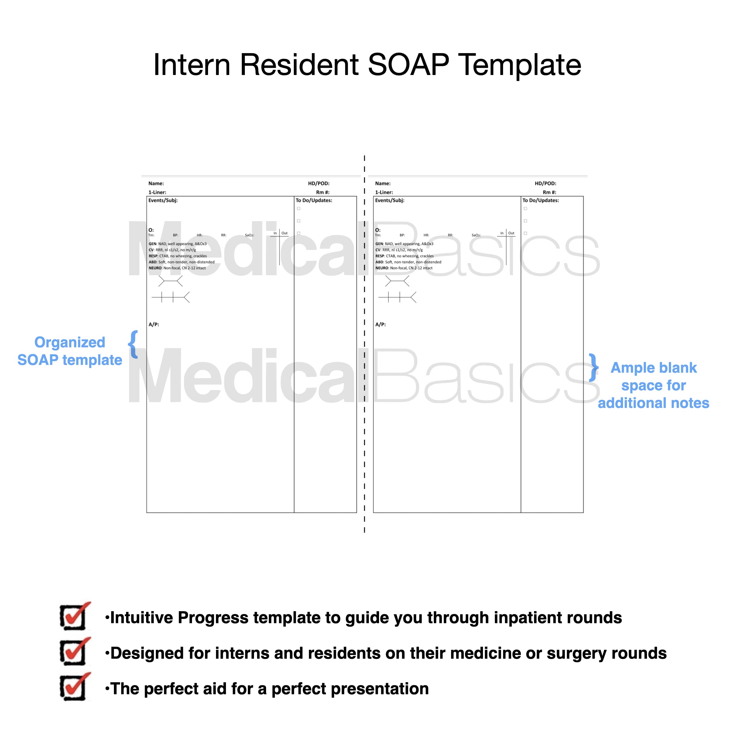 Inpatient Progress SOAP Notebook for Interns and Residents – Medical History and Physical Notebook, 200 Patient Templates for Inpatient Rounds