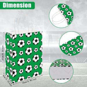 24 Pieces Soccer Party Favor Bags Soccer Goody Treat Candy Bags Soccer Goodie Bags Soccer Snack Bags Paper Soccer Gift Bags with Handles for Kids Soccer Birthday Party Supplies Decorations, 2 Styles