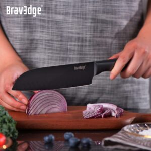 Bravedge Kitchen Knives, 8'' Chef Knife and 7'' Santoku Knife, 2-Piece Professional Chef Knife Set with High Carbon Stainless Steel Blade and Ergonomic Handle, Knives Set for Kitchen with Gift Box