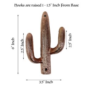 Urbalabs Cast Iron Cactus Hooks for Wall Double Cactus Coat Key Hanger Southwestern Western Wall Home Rustic Cactus Decor, Cactus Coat Rack, Bags, Towels and More Metallic Copper 3 Pack (Copper)