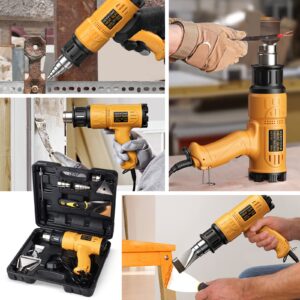 SEEKONE Heat Gun 1800W Heavy Duty Hot Air Gun Kit With Carry Case Variable Temperature Control 122℉~1112℉（50℃- 600℃） Overload Protection with 4 Nozzles for Crafts, Shrinking PVC, Stripping Paint