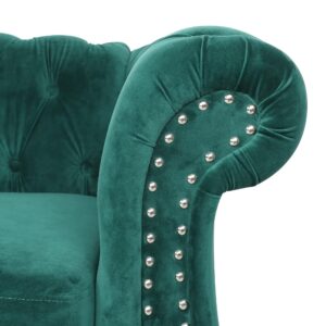 ONCIN Velvet Chesterfield Sofa, 84 inch Modern Tufted 3 Seater Couch with Scroll Arms and Wood Legs for Living Room Bedroom (Green)