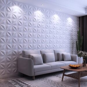 MIX3D 33 Pack 3D Wall Panels, PVC Textured Wall Panels for Interior Wall Decor, White, 12''x12'' Cover 32 Sq. Ft