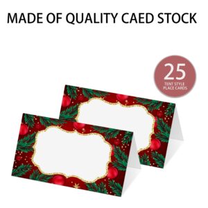 Place Cards for Christmas Party, Editable Name Place Cards, Seating Place Cards for Tables, Tent Style Cards for Wedding, Dinner Party or Any Occasion, Easy Folding, Pack of 25 Escort Cards(A15)