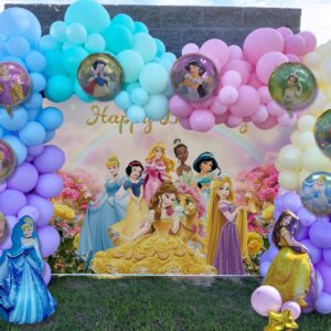 8 pcs Princess Balloons Foil Decorations Girls' Birthday Party Baby Shower Princess Themed Party Decoration Supplies Small People Princess Ballons Set