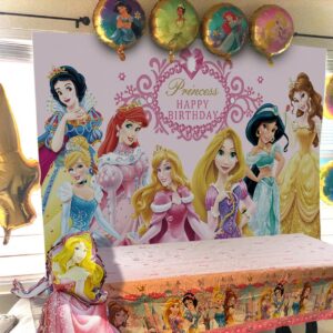 8 pcs Princess Balloons Foil Decorations Girls' Birthday Party Baby Shower Princess Themed Party Decoration Supplies Small People Princess Ballons Set