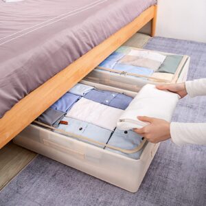 Under Bed Storage Bins Frame Storage Box Oxford Fabric Sturdy Underbed Container Foldable Stackable Large Capacity Clothes Organizer