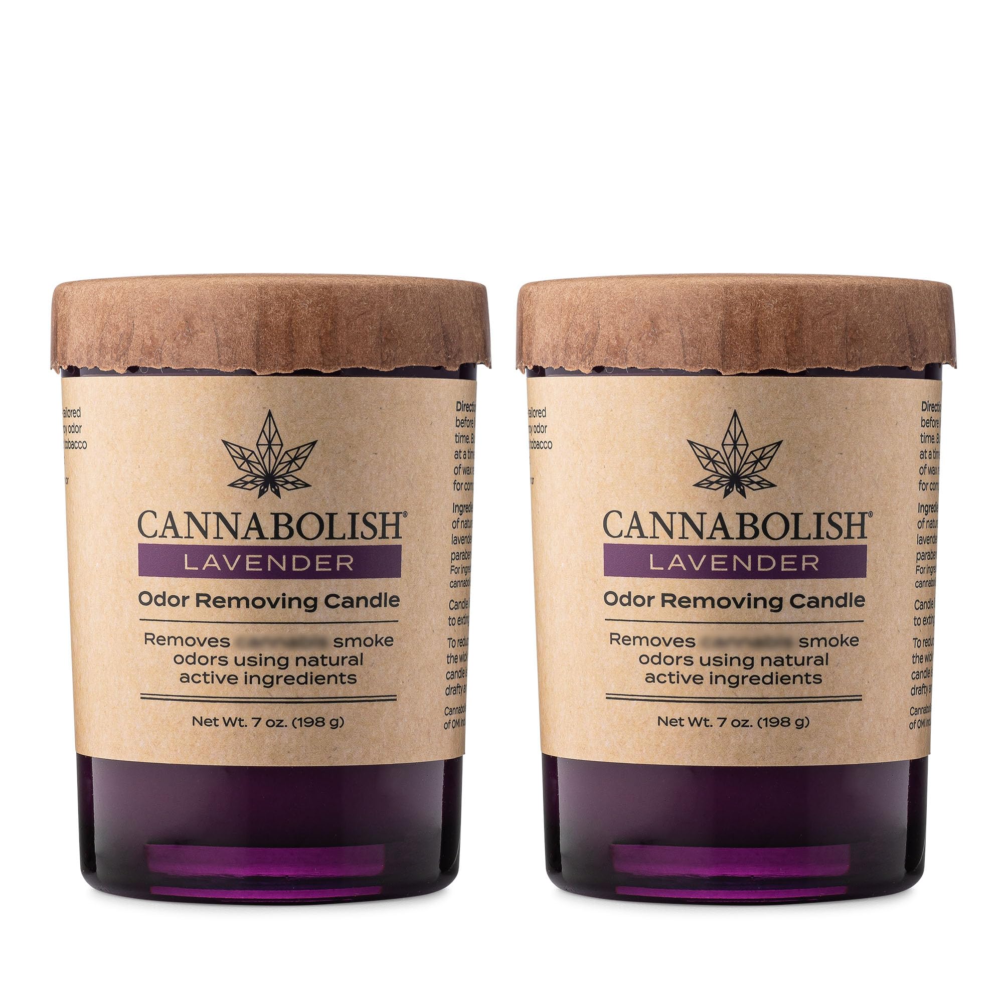 Cannabolish Lavender Smoke Odor Eliminating Candle, 7 oz, Natural Ingredients (Pack of 2)