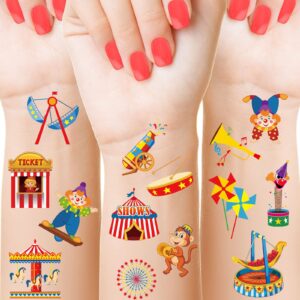 maitys 288 pcs carnival tattoos for kids, 48 styles circus party carnival temporary tattoos circus tattoos carnival theme party circus party decoration favor supplies