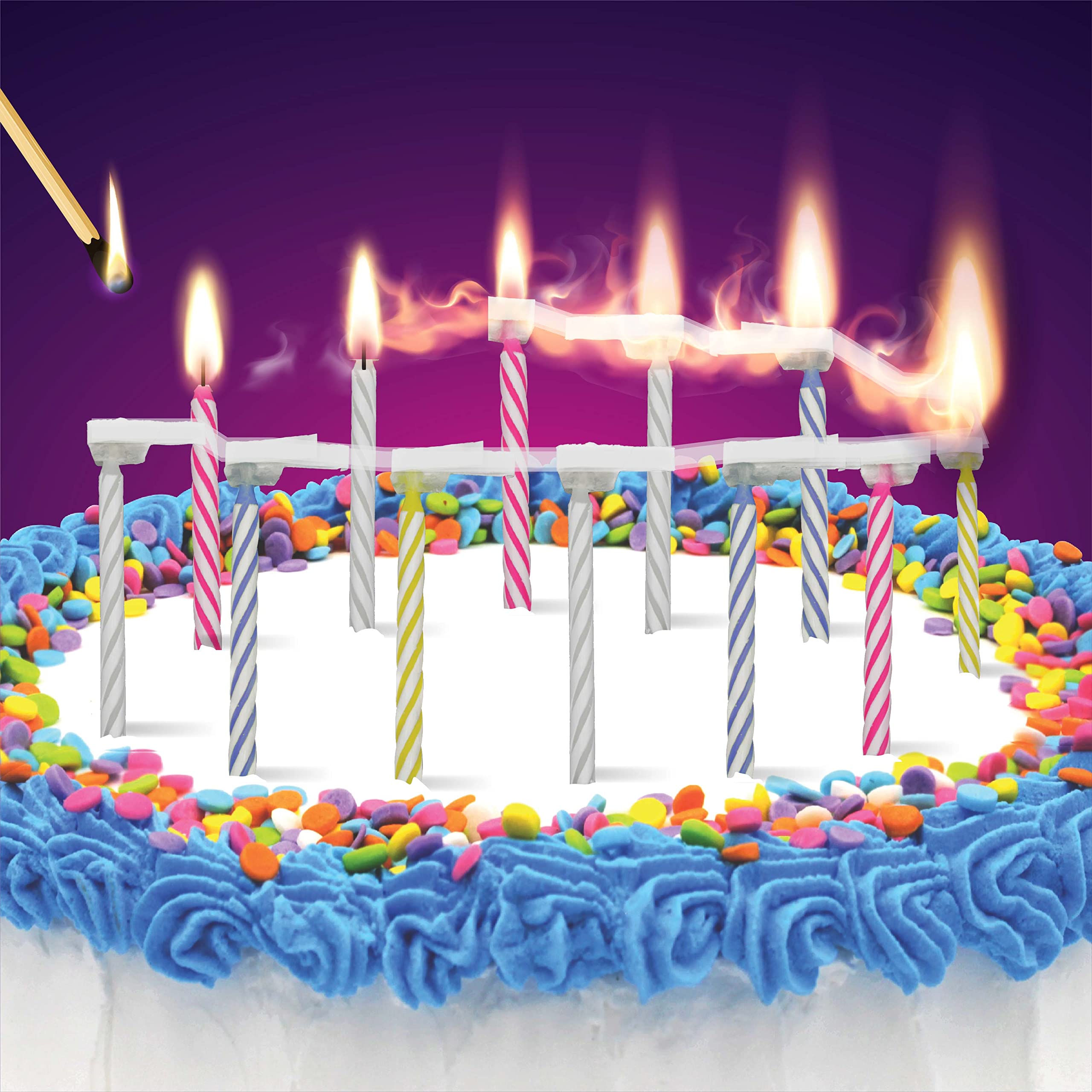 BEST PARTY EVER! Quick Light Birthday Candles - Lighting One Candle Lights Them All - Amazing Chain Reaction Candles - Multi-Color - 2-Pack (24 Candles)