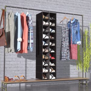 Libeder Hanging Shoe Organizer for Closet, Hanging Closet Organizers 20 Section Shoe Shelves, Space Saving Shoe Holder & Storage, Black, 12''W×12''Dx 50''H