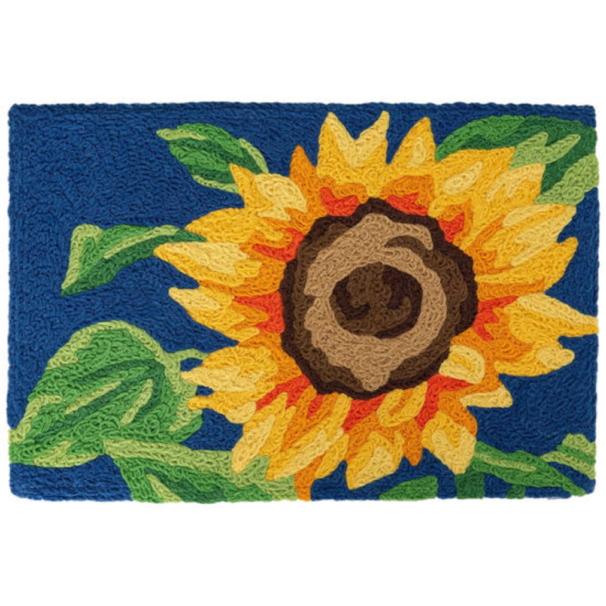 Bold Sunflower Jellybean Accent Rug with Flower Floral Rug 20"x30" Doormat