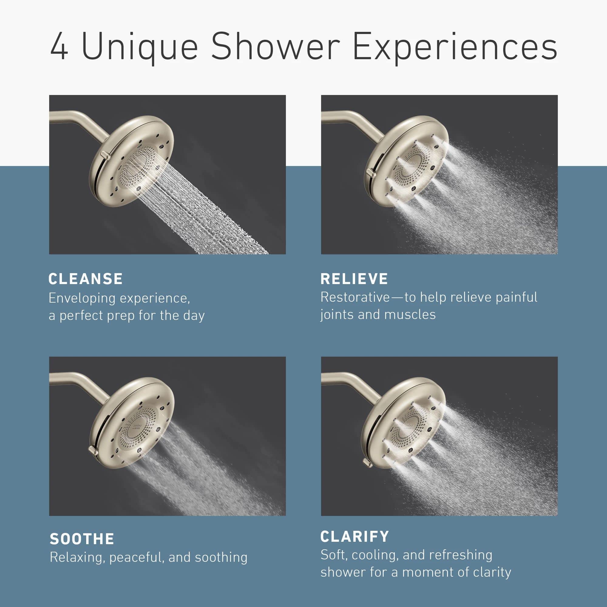 Moen N400R0BN Quattro Rainshower Showerhead with Four Unique Shower Experiences, Brushed Nickel