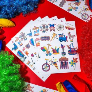 Maitys 288 Pcs Carnival Tattoos for Kids, 48 Styles Circus Party Carnival Temporary Tattoos Circus Tattoos Carnival Theme Party Circus Party Decoration Favor Supplies