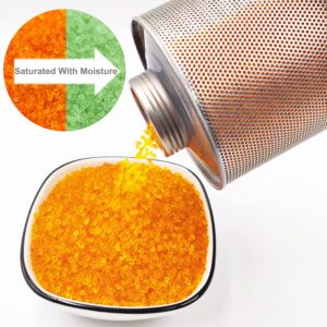 Wisesorb 750 Grams Gun Safe Dehumidifier, Reusable Canister Desiccant Dehumidifier, Rechargeable 1.65 Lbs Indicating Silica Gel Orange to Green, Pack of 1