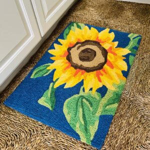 Bold Sunflower Jellybean Accent Rug with Flower Floral Rug 20"x30" Doormat