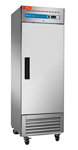 WESTLAKE 27" W Commercial Refrigerator Stainless Steel Reach in Solid Single Door Upright Fan Cooling 23 Cu.ft Cooler for Restuarant, Bar, Shop, etc