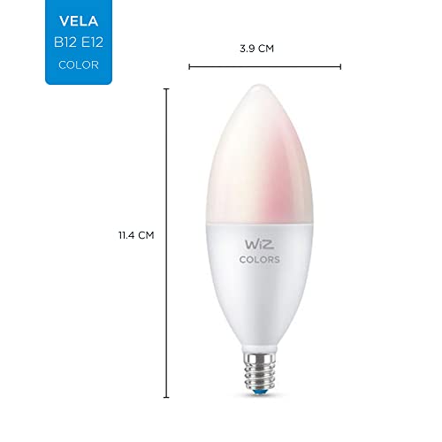 WiZ 40W B12 Color LED Smart Candle-Shaped Bulb - Pack of 1 - E26- Indoor - Connects to Your Existing Wi-Fi - Control with Voice or App + Activate with Motion - Matter Compatible