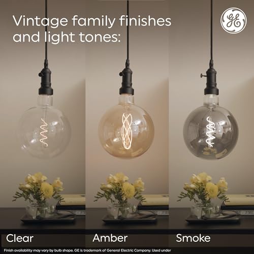 GE Vintage Style LED Light Bulbs, 60 Watt, Amber Finish, ST19 Edison Style Bulbs (6 Pack)