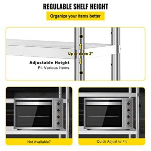 VEVOR Storage Shelf, 5-Tier Storage Shelving Unit, Stainless Steel Garage Shelf, 70.9 x 17.7 x 70.9 inch Heavy Duty Storage Shelving, 1650 Lbs Total Capacity with Adjustable Height