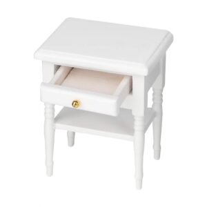 Aoutecen White Nightstand Model, Night Stand Cabinet Model Fashionable Appearance Non to toxic with Drawer for Doll's Bedroom