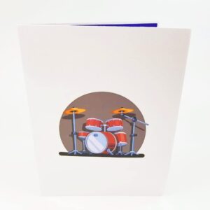 POP CARD EXPRESS Band Drum 3D Pop Up Birthday Card (Blue) - Happy Birthday Pop Up Card, Congratulations Card, Retirement - Music Teacher Gift, Musician, Student, Band Gift, Graduation