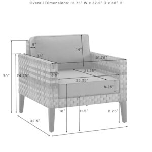 Crosley Furniture Prescott Outdoor Chair, Wicker Patio Chairs for Porch, Deck, Balcony, Backyard, Brown with Taupe Cushions