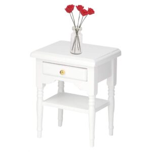 Aoutecen White Nightstand Model, Night Stand Cabinet Model Fashionable Appearance Non to toxic with Drawer for Doll's Bedroom