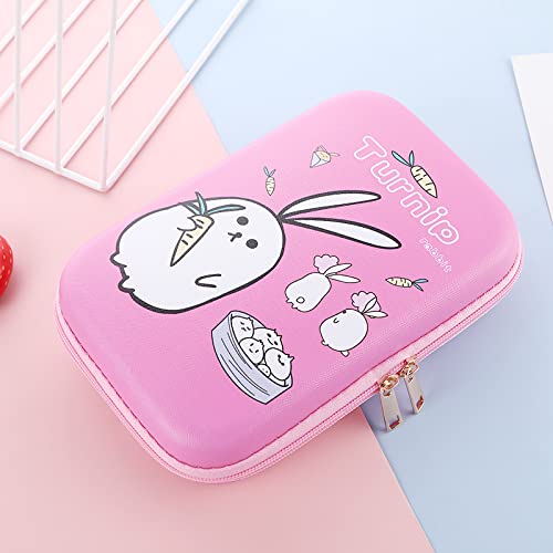 Bunny Pencil Case Holder for Boys Girls Kids, Cute EVA Pen Marker Pouch Stationery Box Anti-Shock Large Storage Capacity Multi-Compartment for School KG APHA Pink…