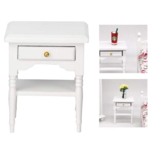 Aoutecen White Nightstand Model, Night Stand Cabinet Model Fashionable Appearance Non to toxic with Drawer for Doll's Bedroom